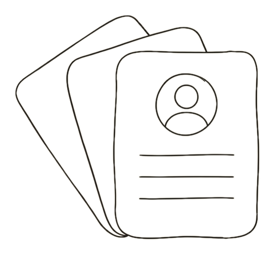 Icône dessinée à la main de fiches contact superposées