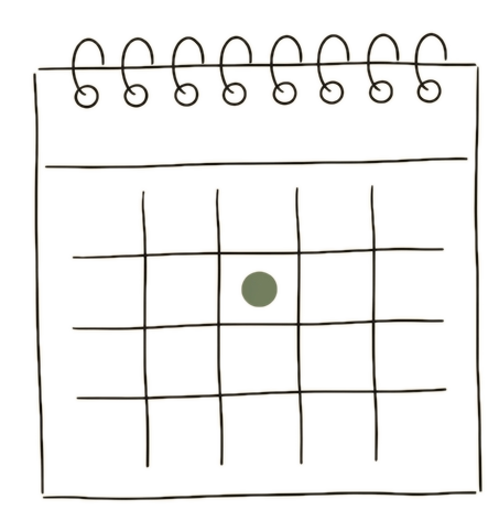 Icône dessinée à la main d'un calendrier à spirale